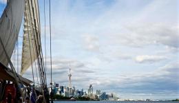 Toronto skyline from tall ship Kajama