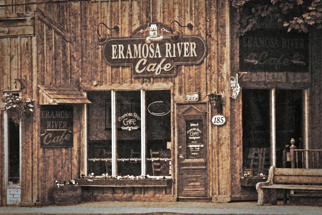sepia: Cafe in Rockwood, Ontario sepia: Cafe in Rockwood, Ontario